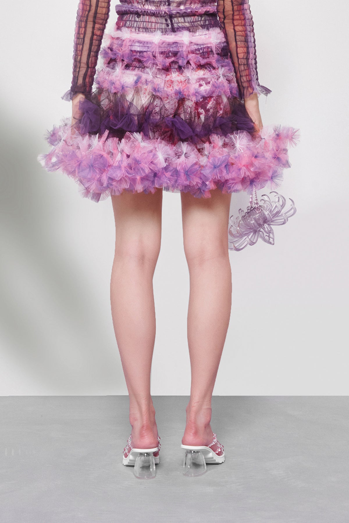 WOMEN GIRL SHORT FLOWY PURPLE AIR FLOWER MINI SKIRT