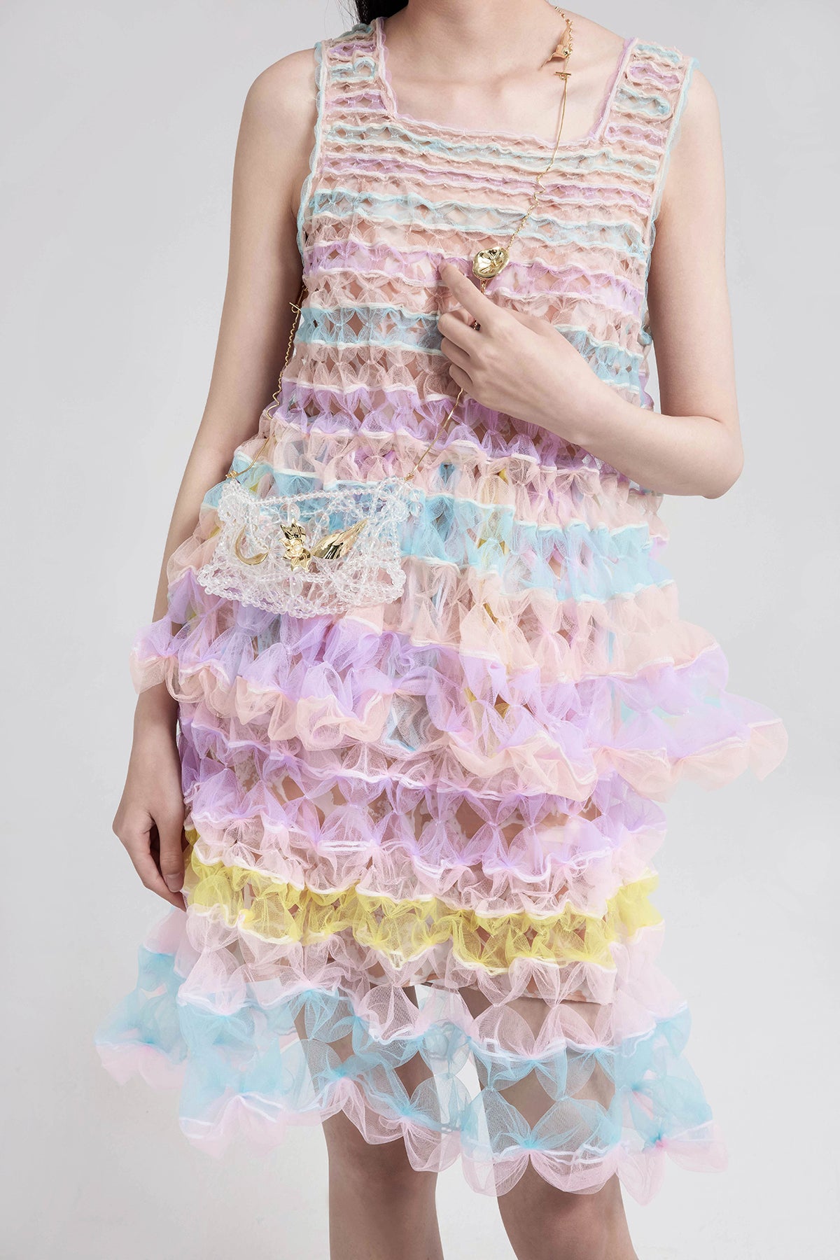 WOMEN GIRL SHORT FLOWY PASTEL STYLE AIR RIBBON A LINE SKIRT FRONT