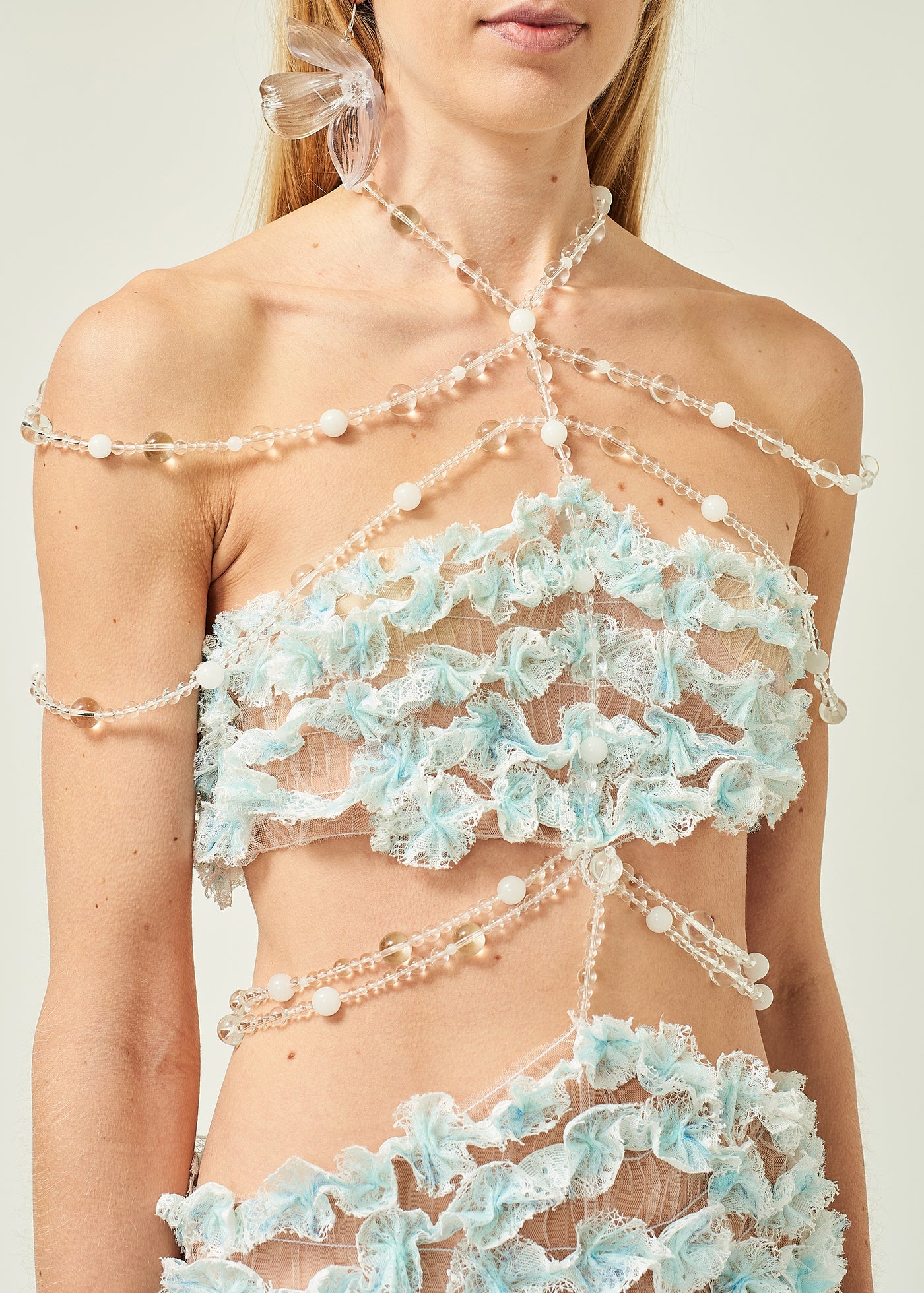 BEADED TULLE EVENING DRESS