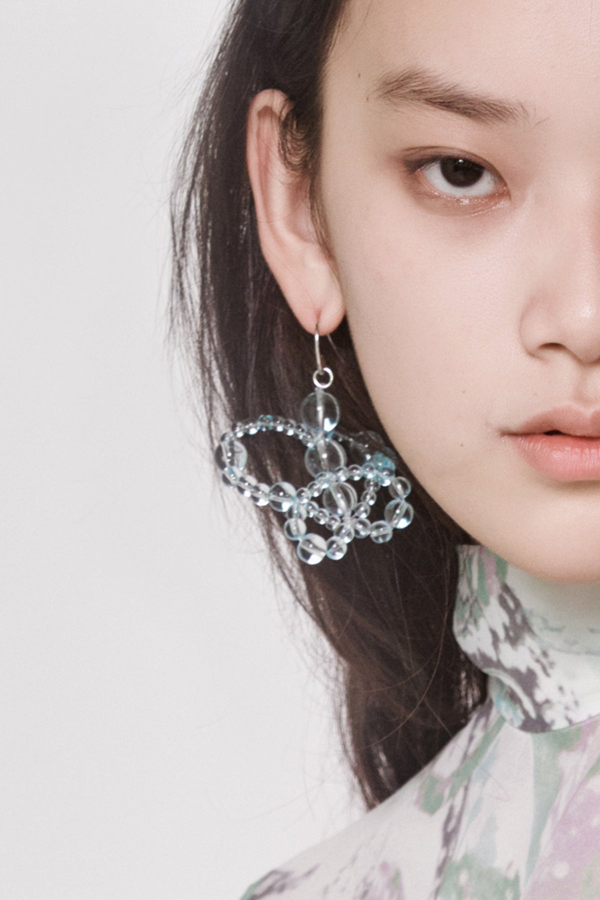WOMEN GIRL ACCESSORIES BEADS BLUE BUBBLE BUTTERFLY EARRING