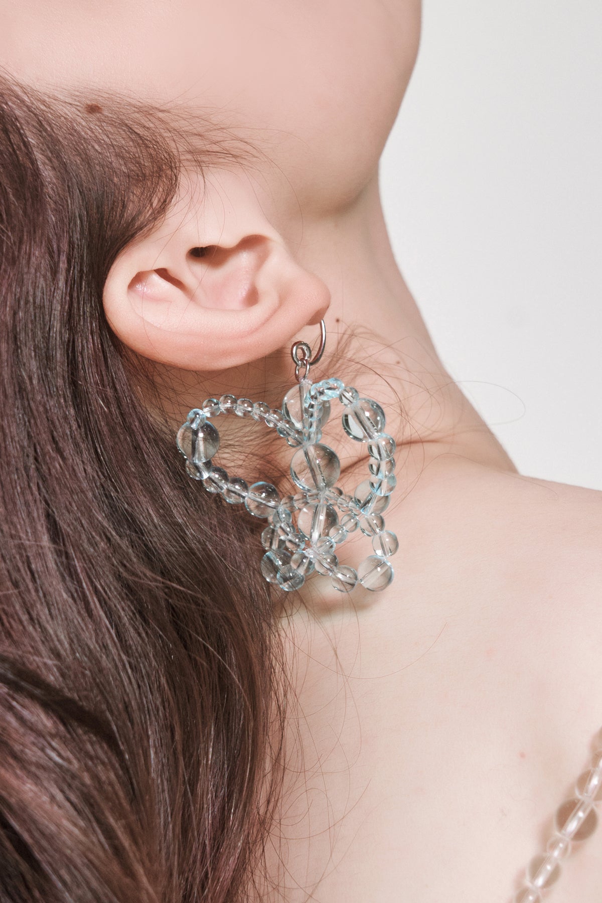 WOMEN GIRL ACCESSORIES BEADS BLUE BUBBLE BUTTERFLY EARRING