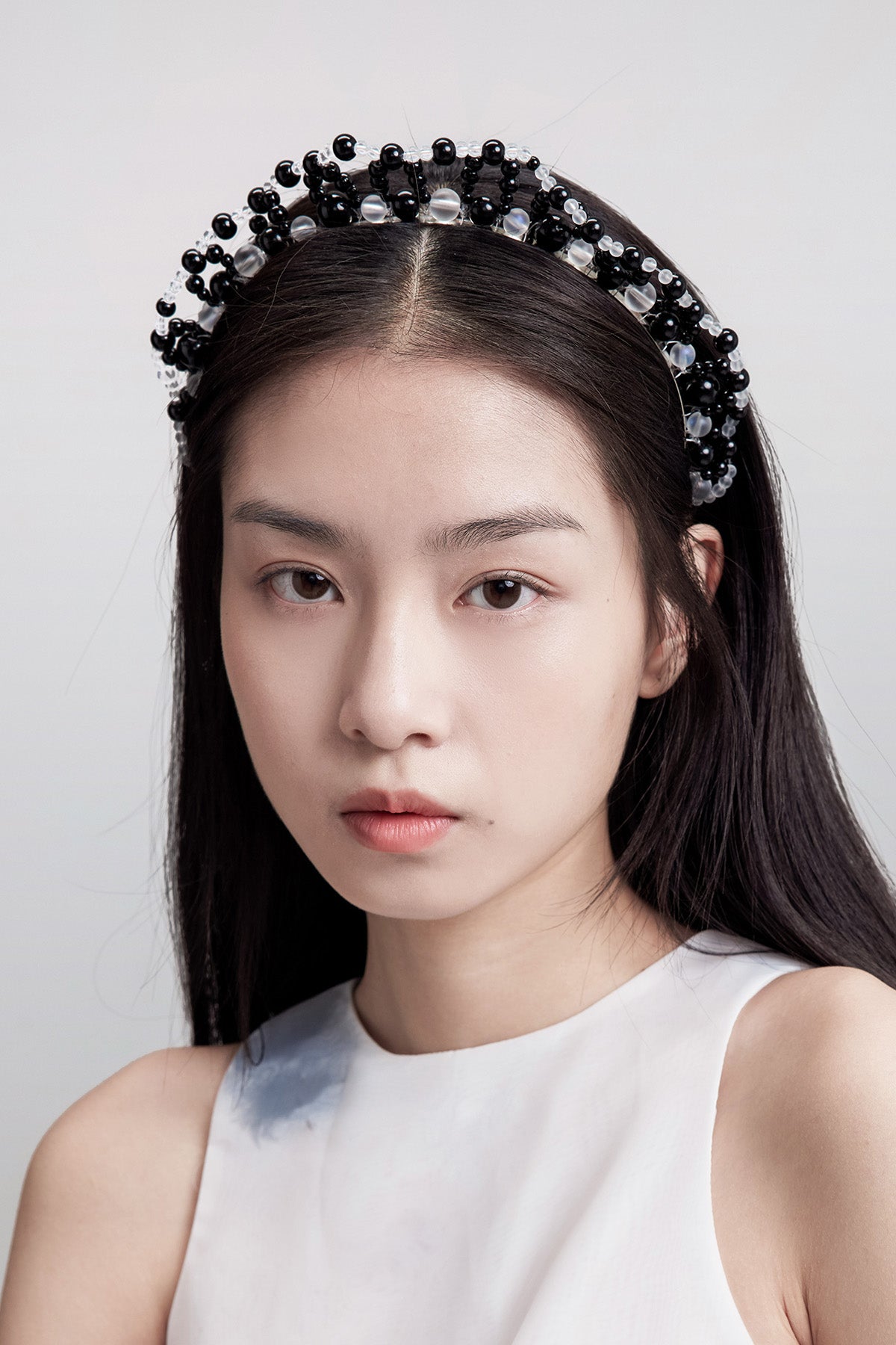 WOMEN GIRL BLACK BEADS STYLE BUBBLE ARCH HEADBAND