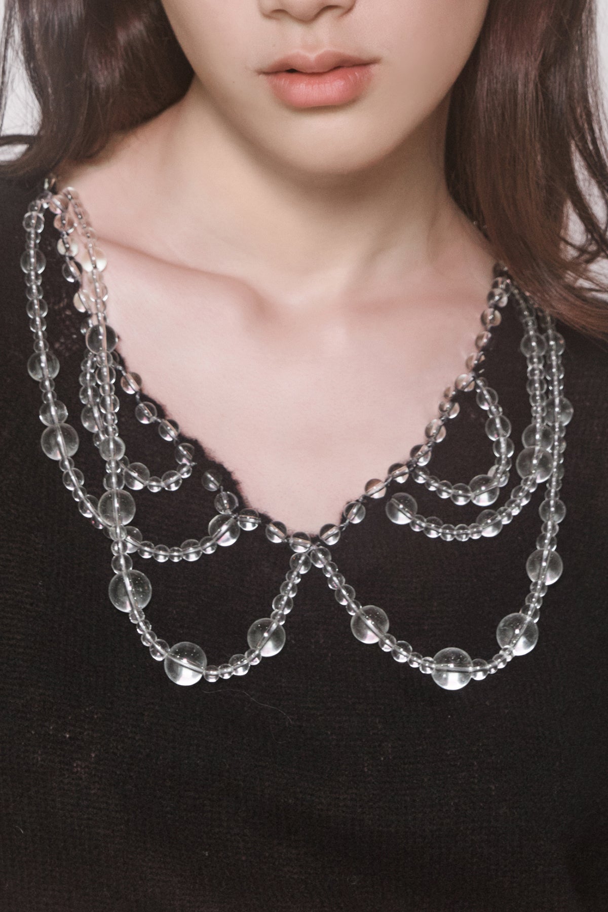 WOMEN GIRL SHORT SLEEVE MIDI STYLE  BUBBLE BEAD COLLAR DRESS BLACK