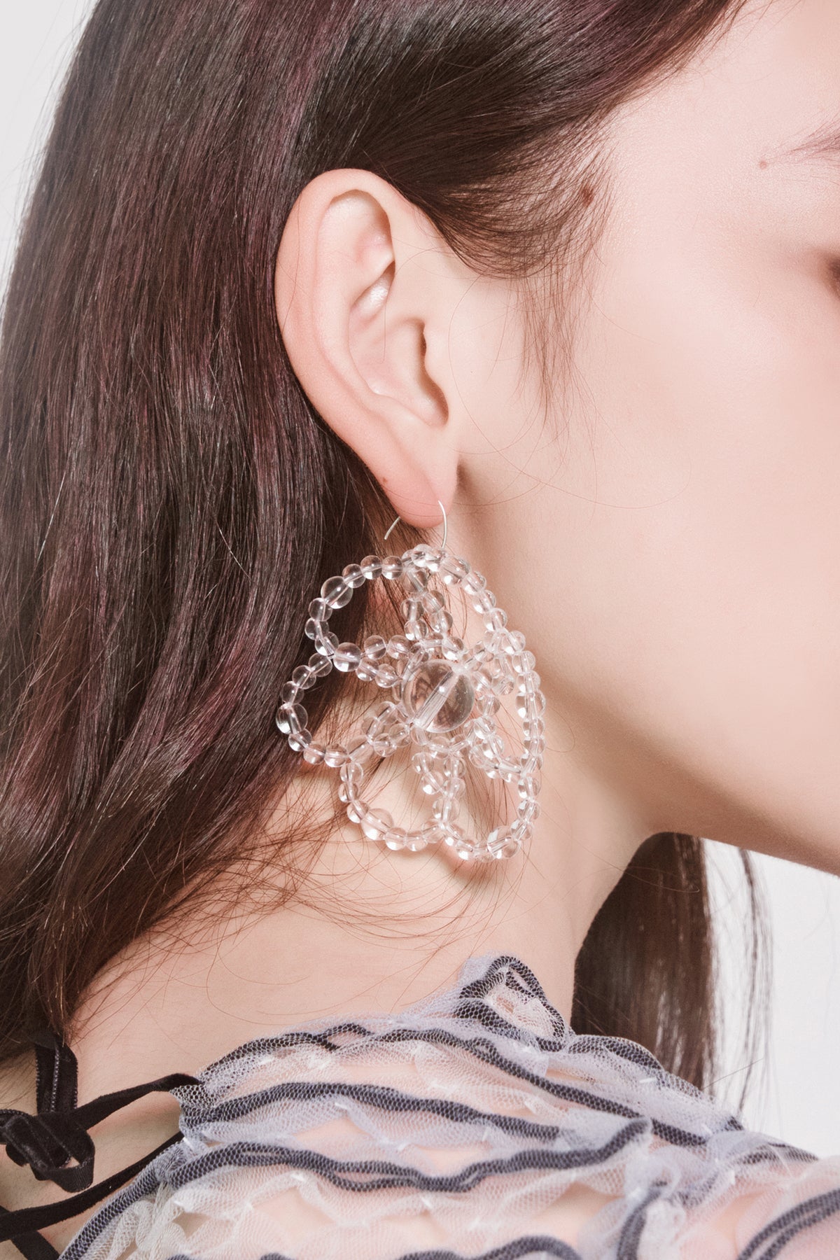 WOMEN GIRL BEAD ACCESSORY CLEAR BUBBLE FLOWER EARRING