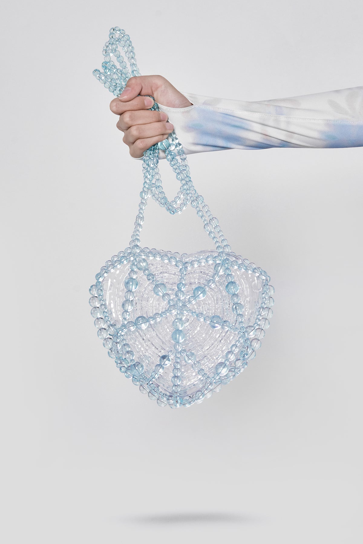 WOMEN GIRL BLUE CLEAR PURSE BUBBLE HEART CROSSBODY BAG