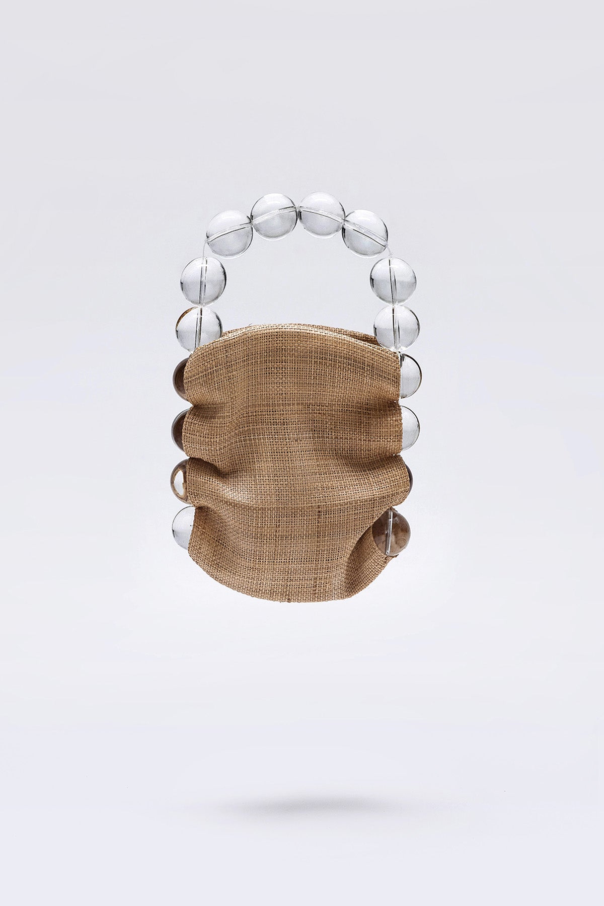 WOMEN GIRL CLEAR BEADS BROWN ACCESSORY PURSE SHOULDER BUBBLE RAFFA PASSPORT