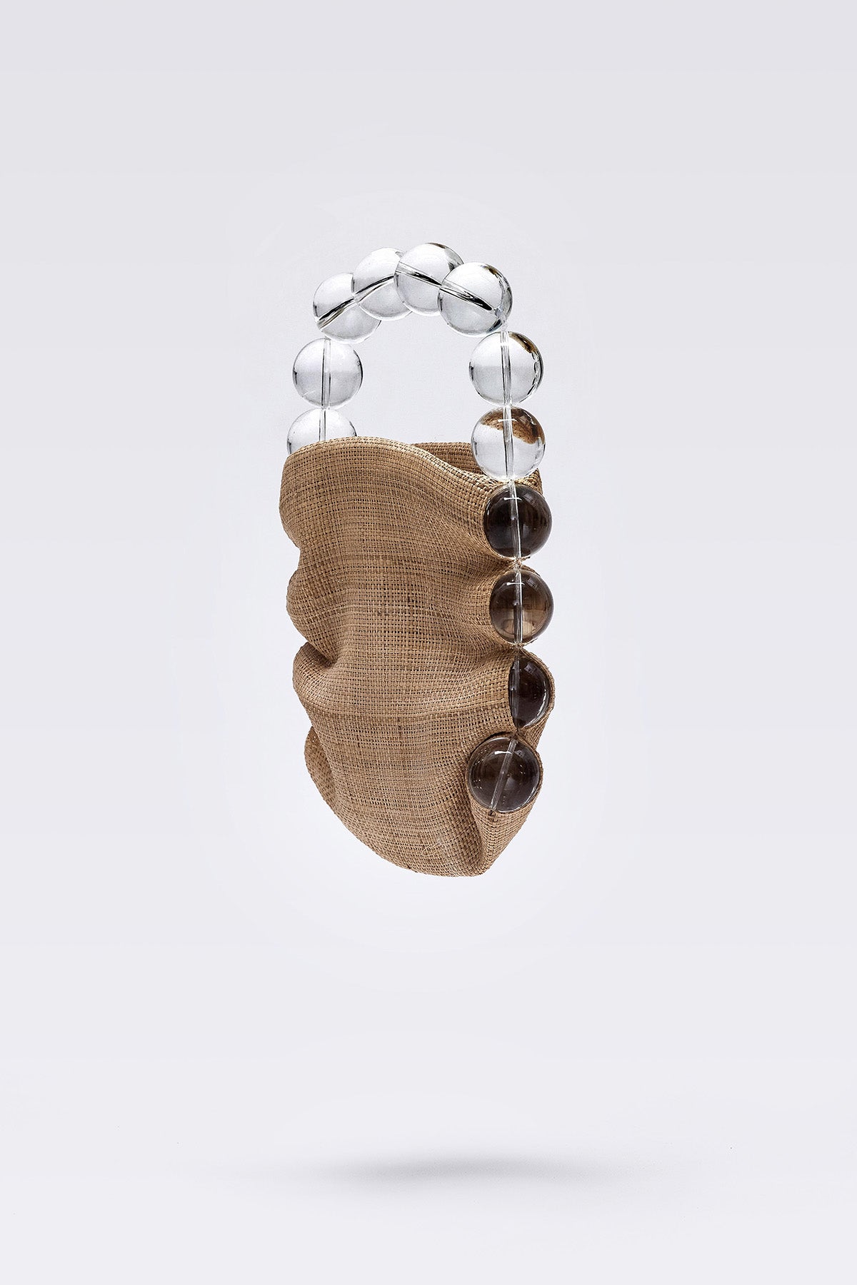 WOMEN GIRL CLEAR BEADS BROWN ACCESSORY PURSE SHOULDER BUBBLE RAFFA PASSPORT