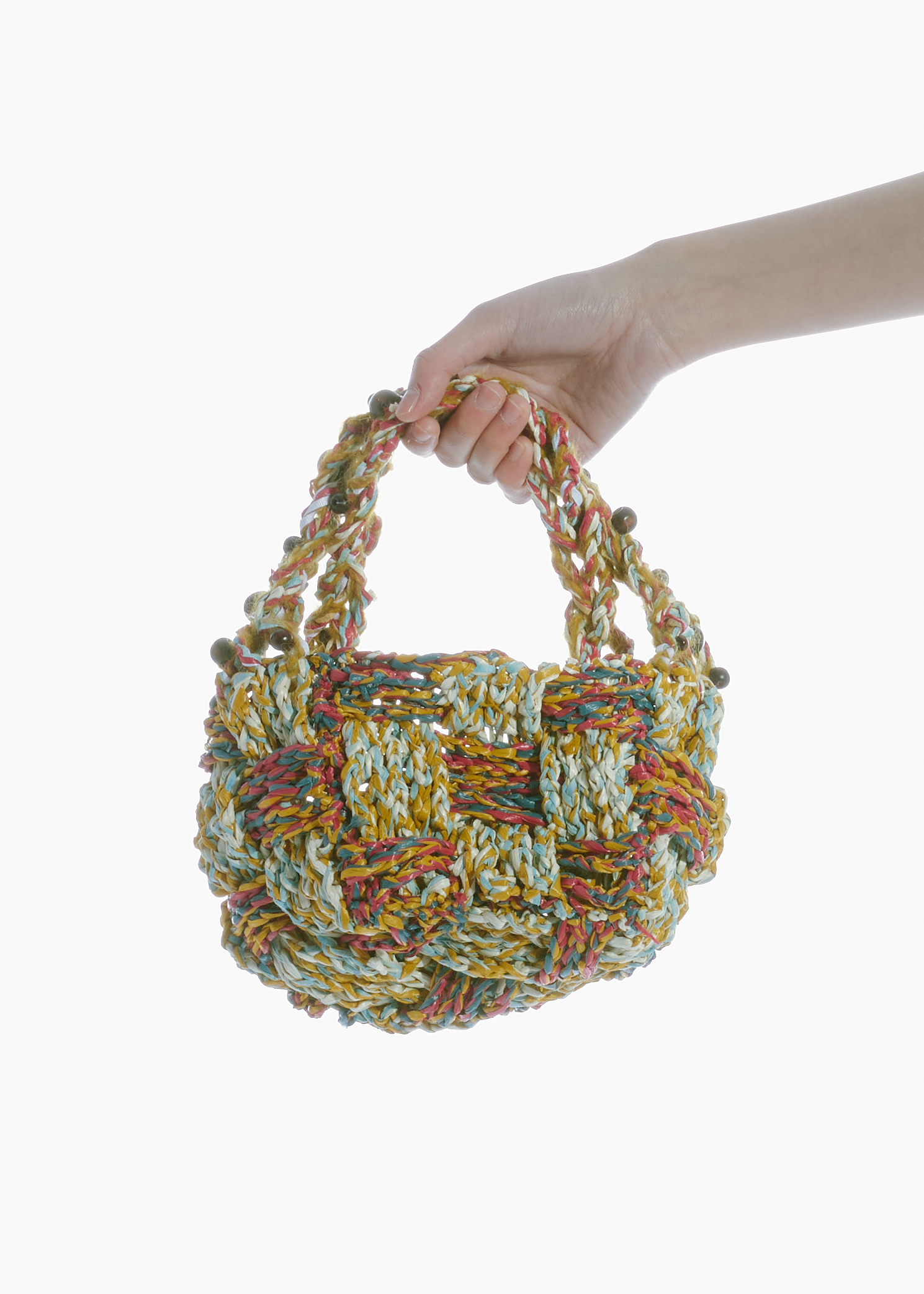 CROCHET WEAVED HANDBAG MINI SHOULDER BLUE