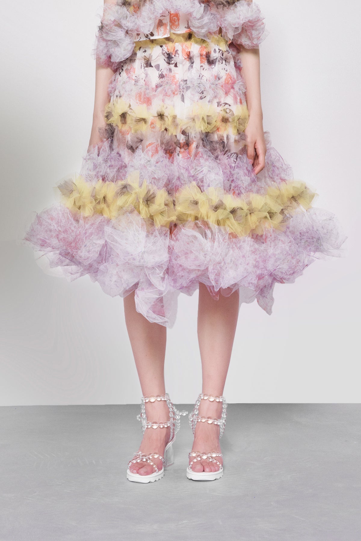 Volume Air Flower Tulle Skirt