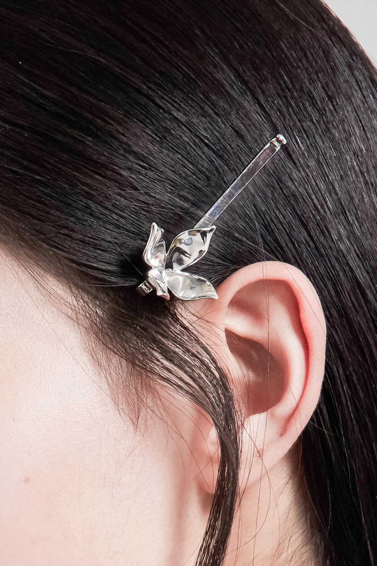WOMEN GIRL BEADS SILVER METALLIC ACCESSORY FLOWER HAIR CLIP SILVER