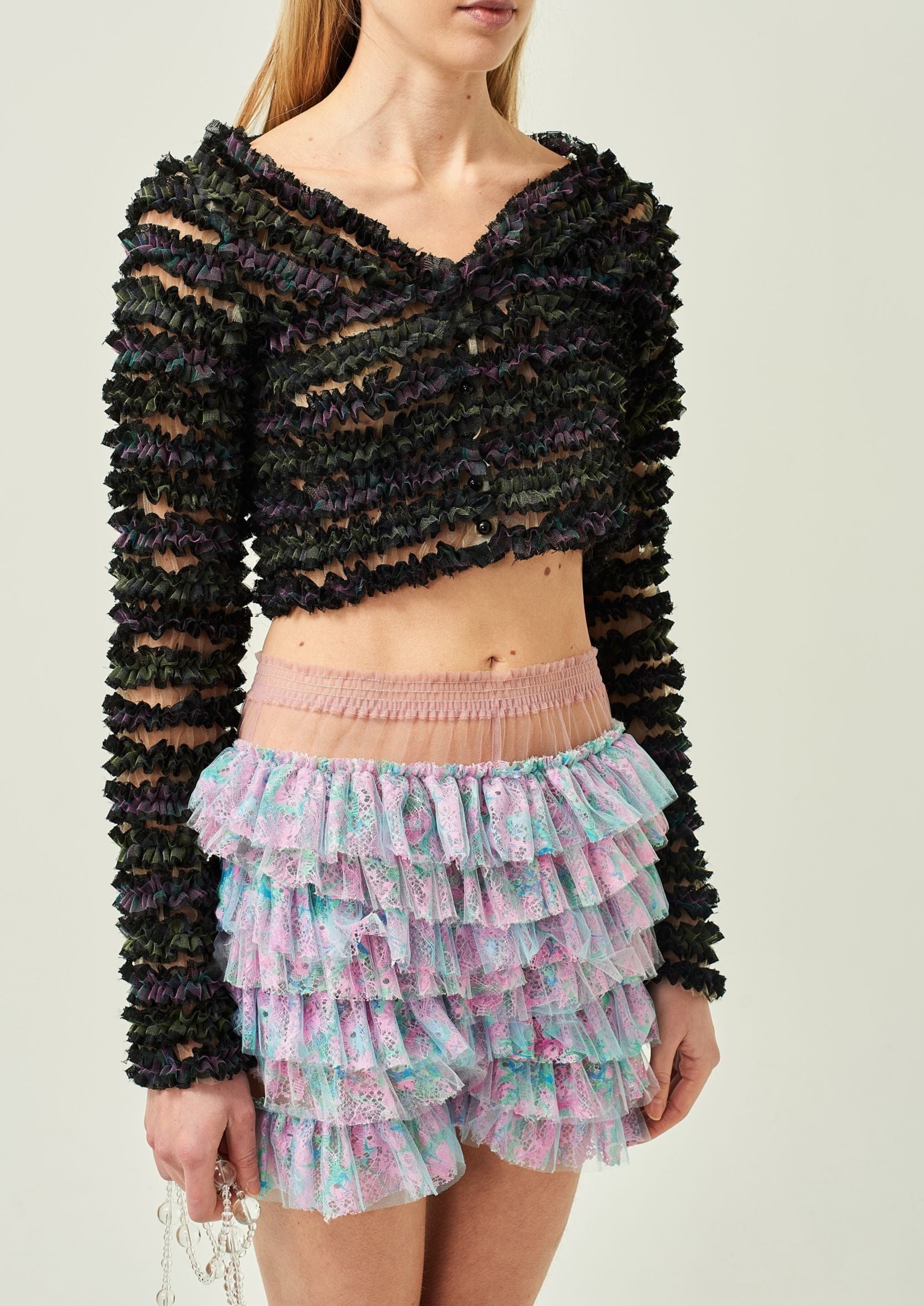 WOMEN SHORT PASTEL COLOURFUL RUFFLE FRILLED TULLE SHORTS