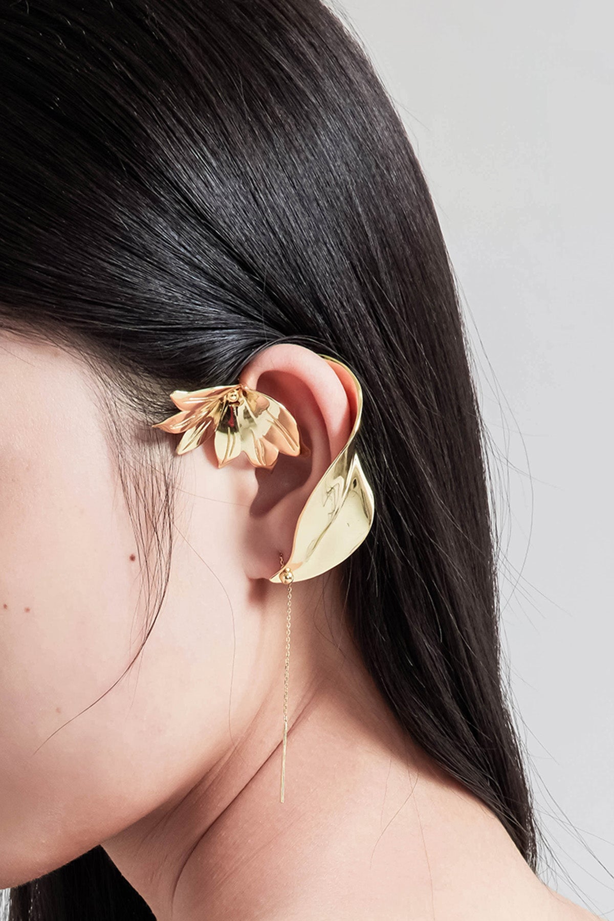WOMEN GIRL GOLD STYLE ACCESSORY GOLDEN LOTUS FOREVER LOVE EARCUFF