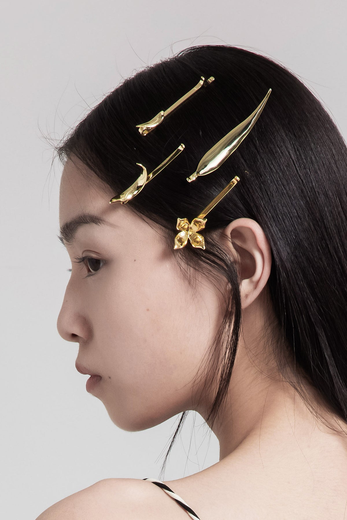 WOMEN GIRL ACCESSORY STYLE GOLDEN OLIVE LEAF HAIR CLIP SMALL