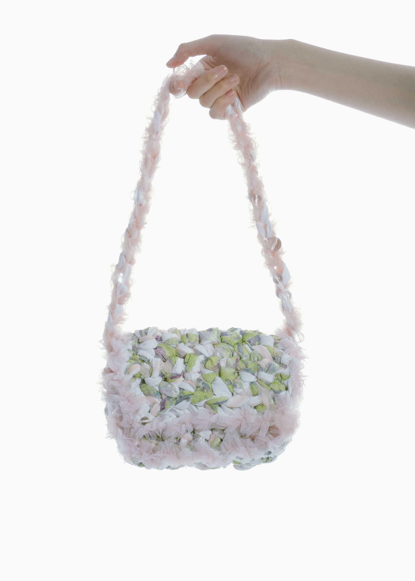 LACE CROCHET SHOULDER BAG PINK WOMEN SHOULDER PURSE