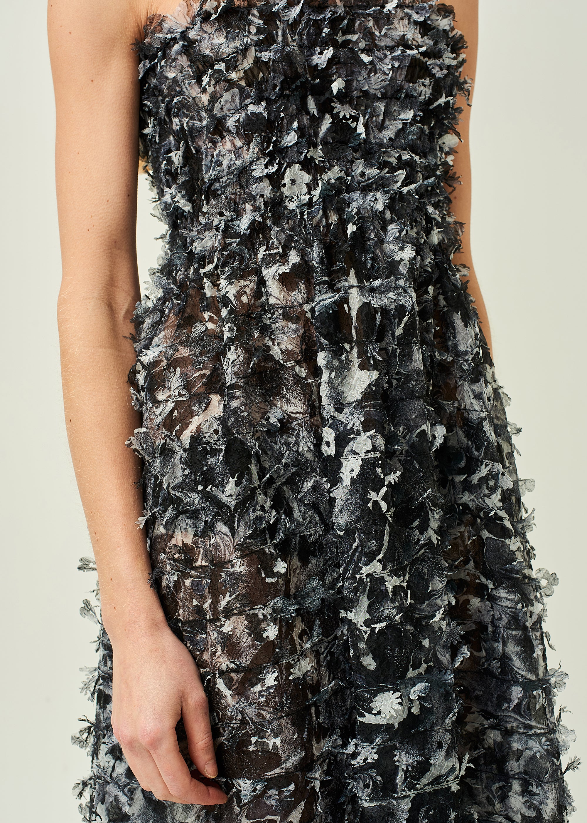 WOMEN STYLE BLACK MIDI LASER CUT DRESS