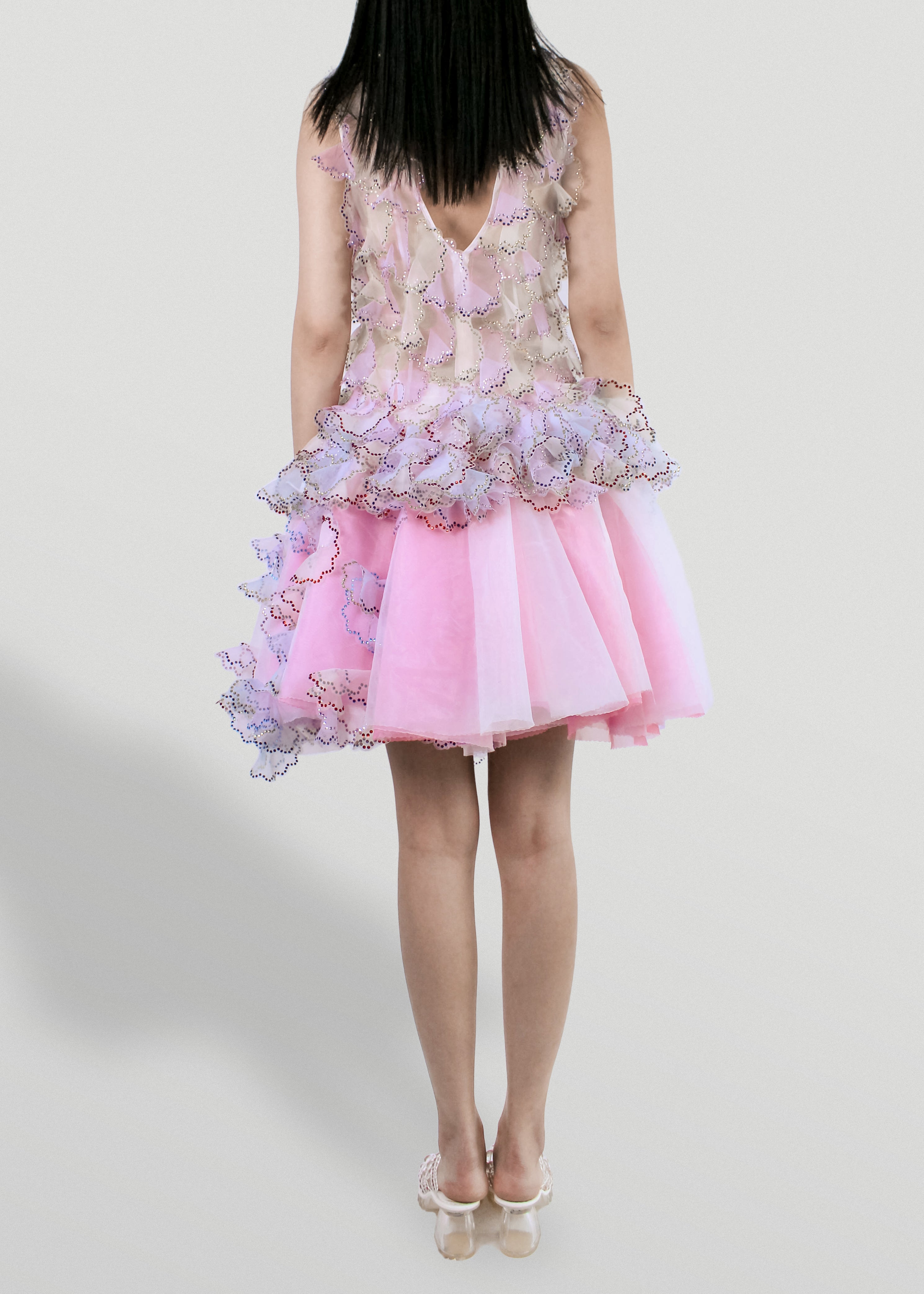 WOMEN GIRL HALTER STYLE PINK SLEEVELESS LASER CUT FLOWER PETAL TOP