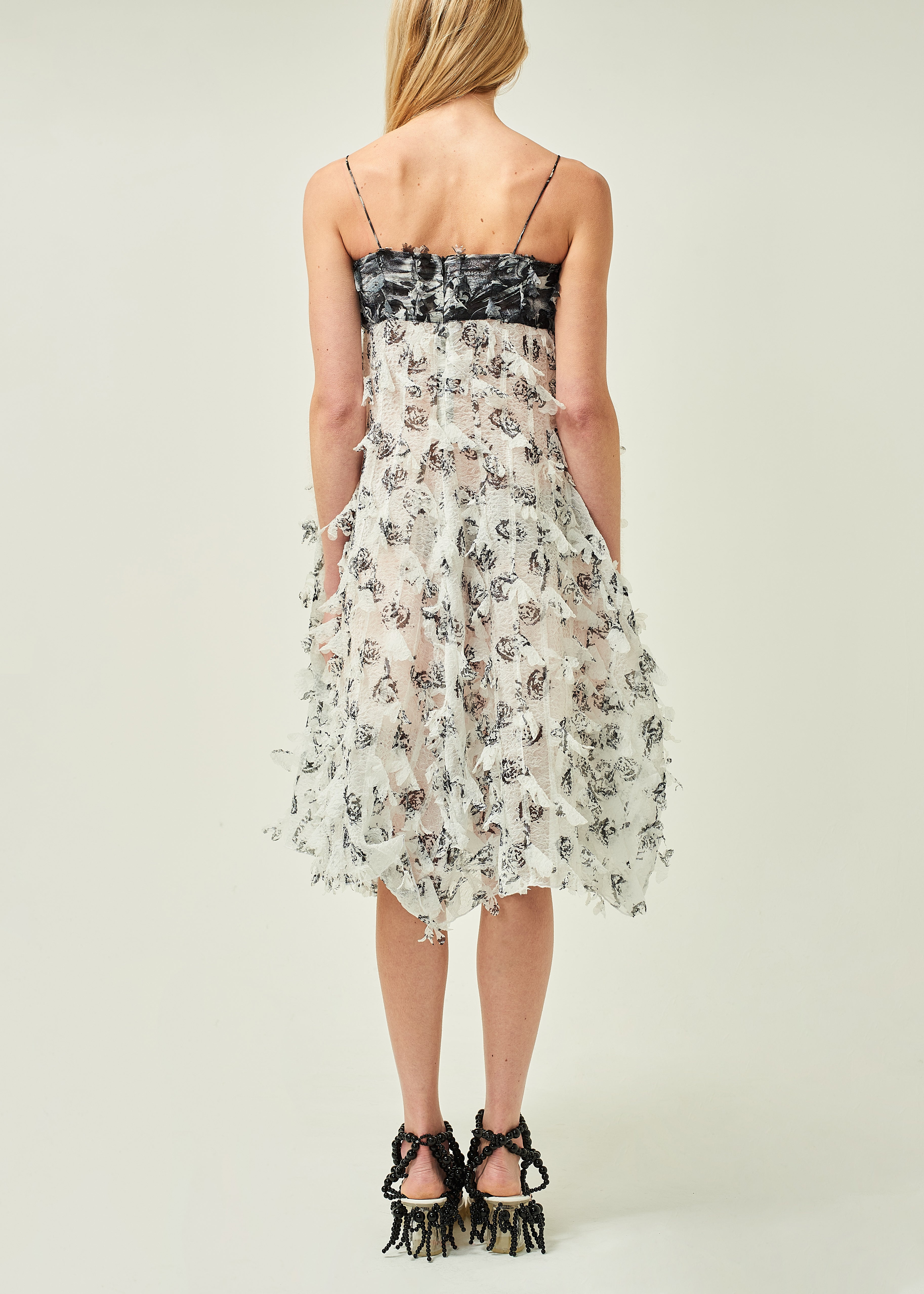WOMEN STYLE MIDI PETIT BOW LASER CUT DRESS WHITE 