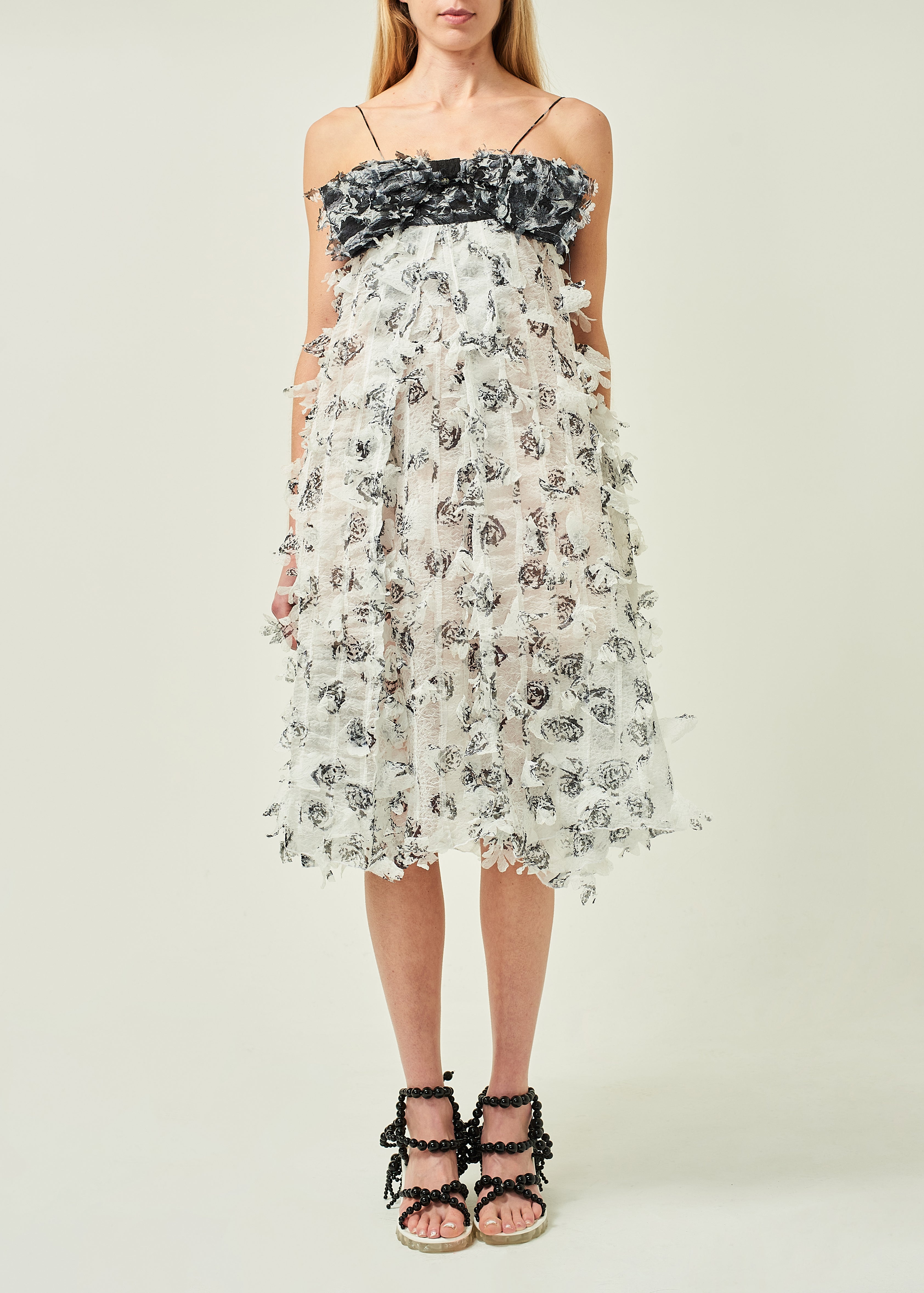 WOMEN STYLE MIDI PETIT BOW LASER CUT DRESS WHITE 