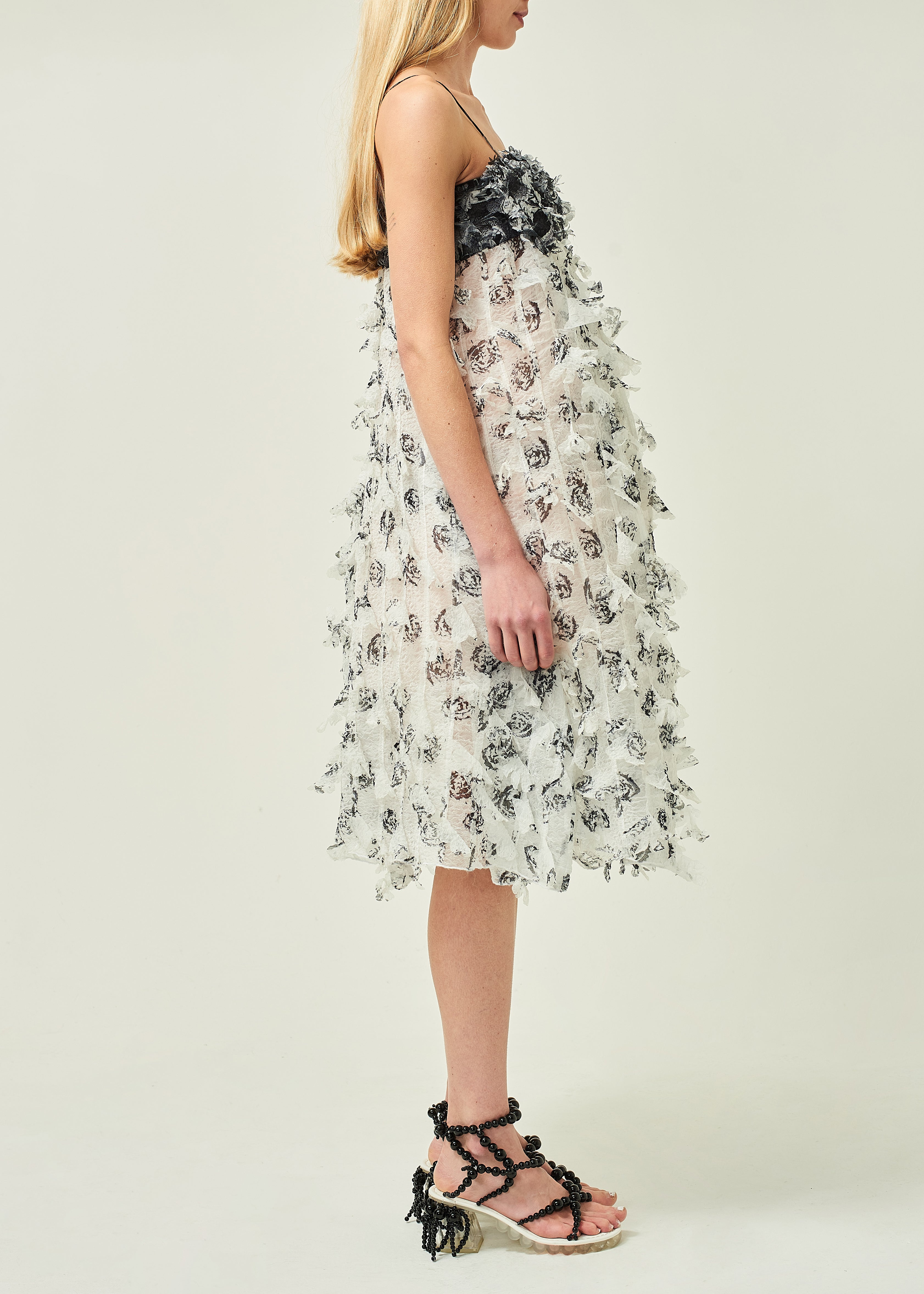 WOMEN STYLE MIDI PETIT BOW LASER CUT DRESS WHITE 