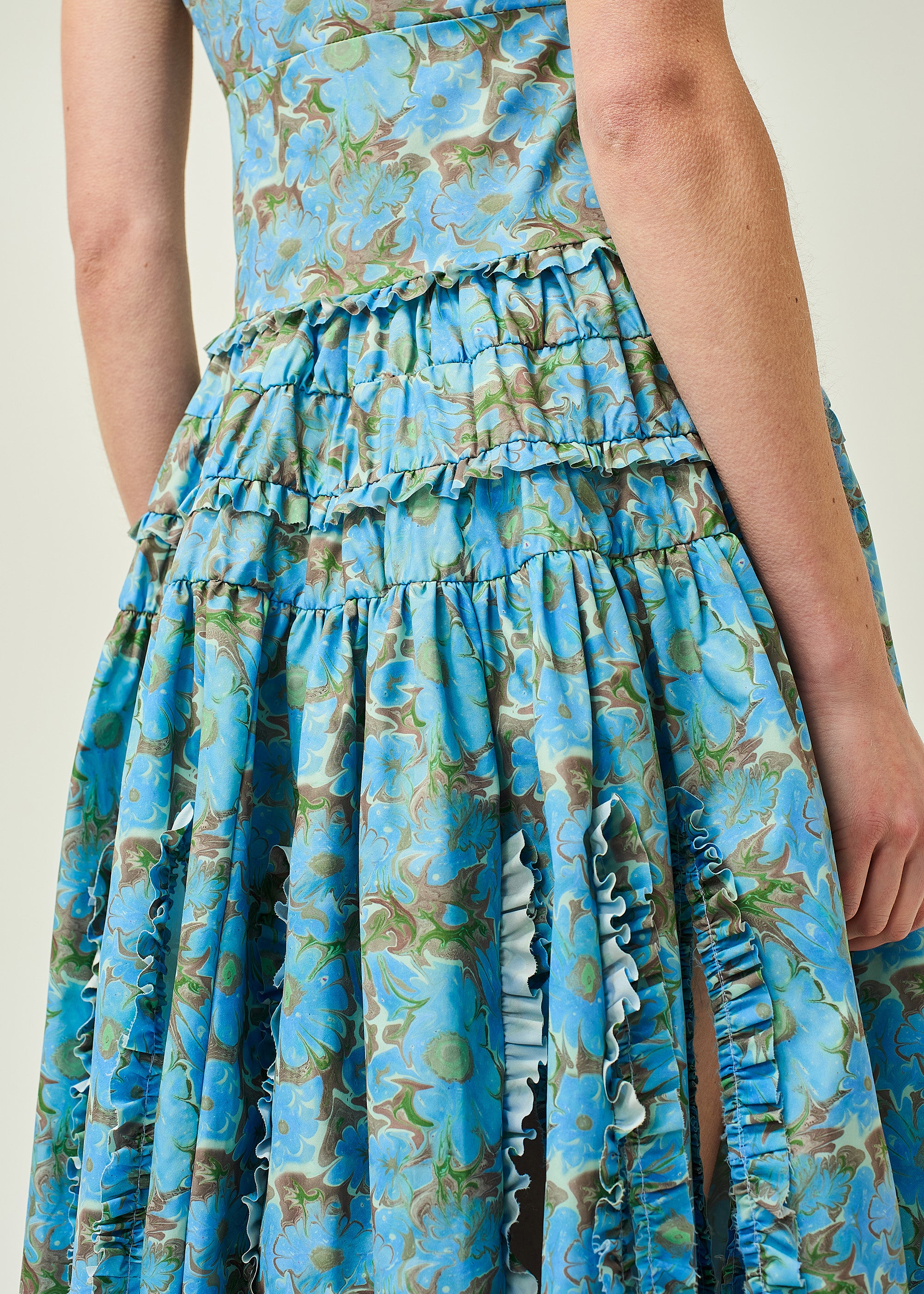 WOMEN STYLE SLEEVELESS BLUE POPLIN MAXI DRESS