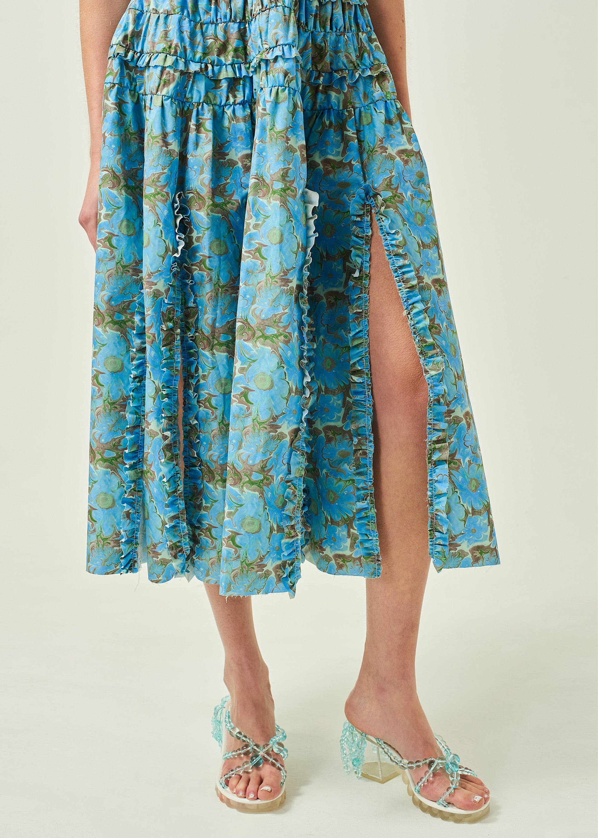 WOMEN STYLE SLEEVELESS BLUE POPLIN MAXI DRESS
