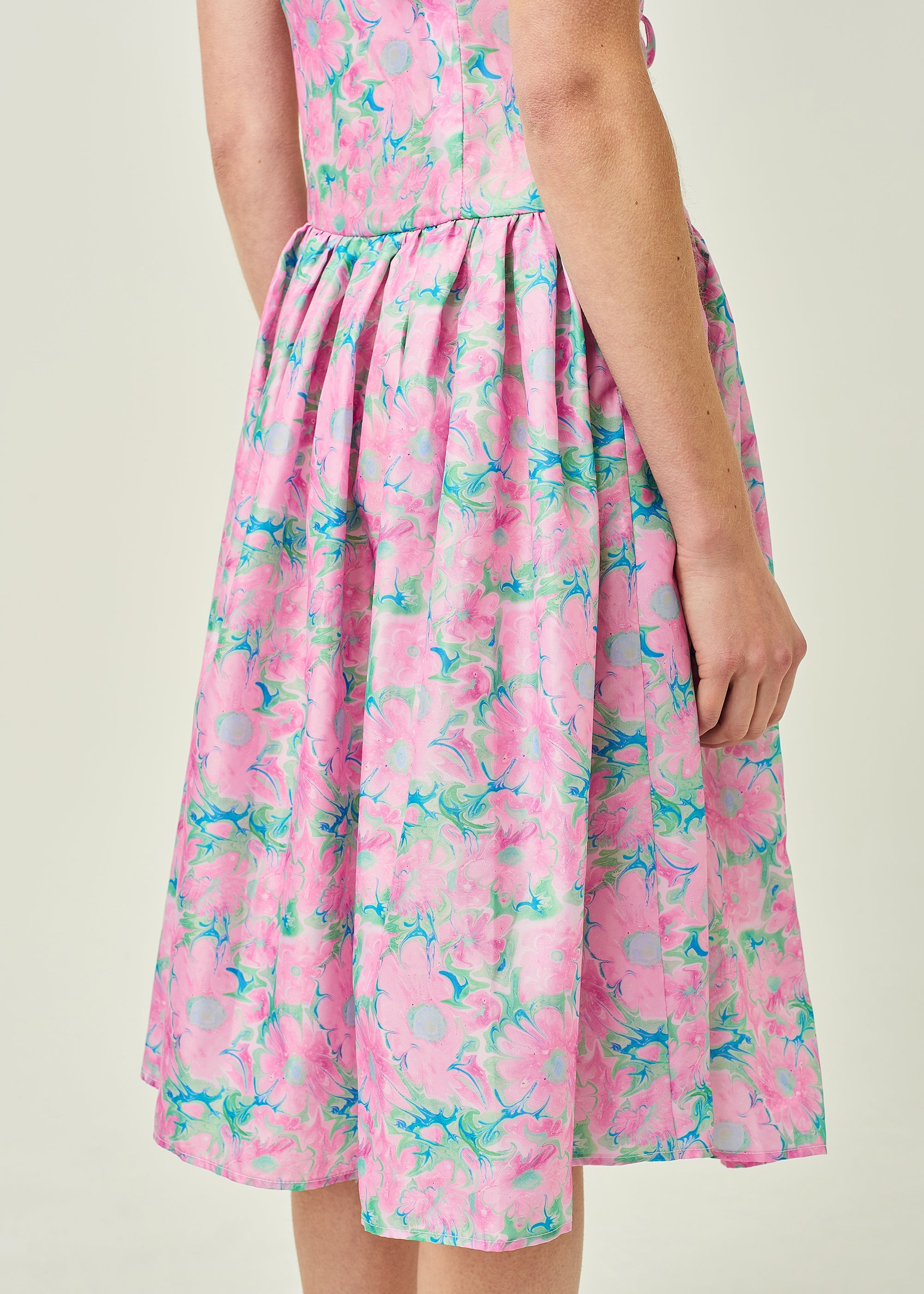 WOMEN STYLE SLEEVELESS ASYMMETRICAL LACE MIDI DRESS PINK