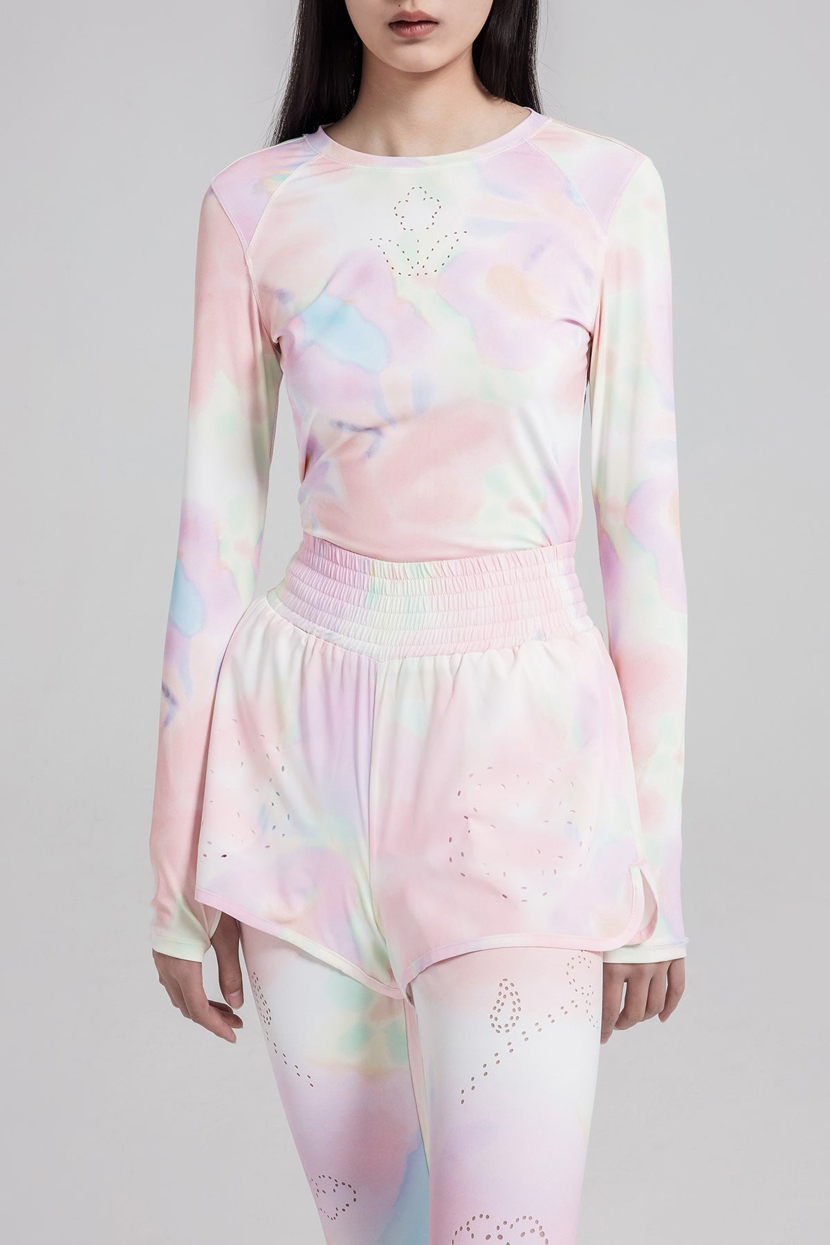 WOMEN GIRL PASTEL PINK PRINTED SPORTS SHORTS