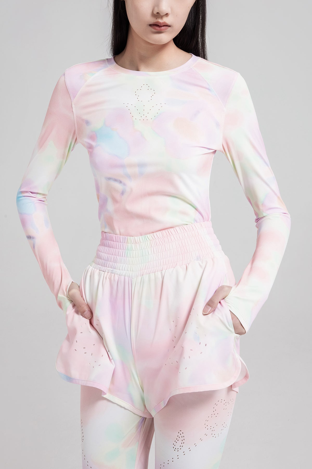 WOMEN GIRL PASTEL PINK PRINTED SPORTS SHORTS