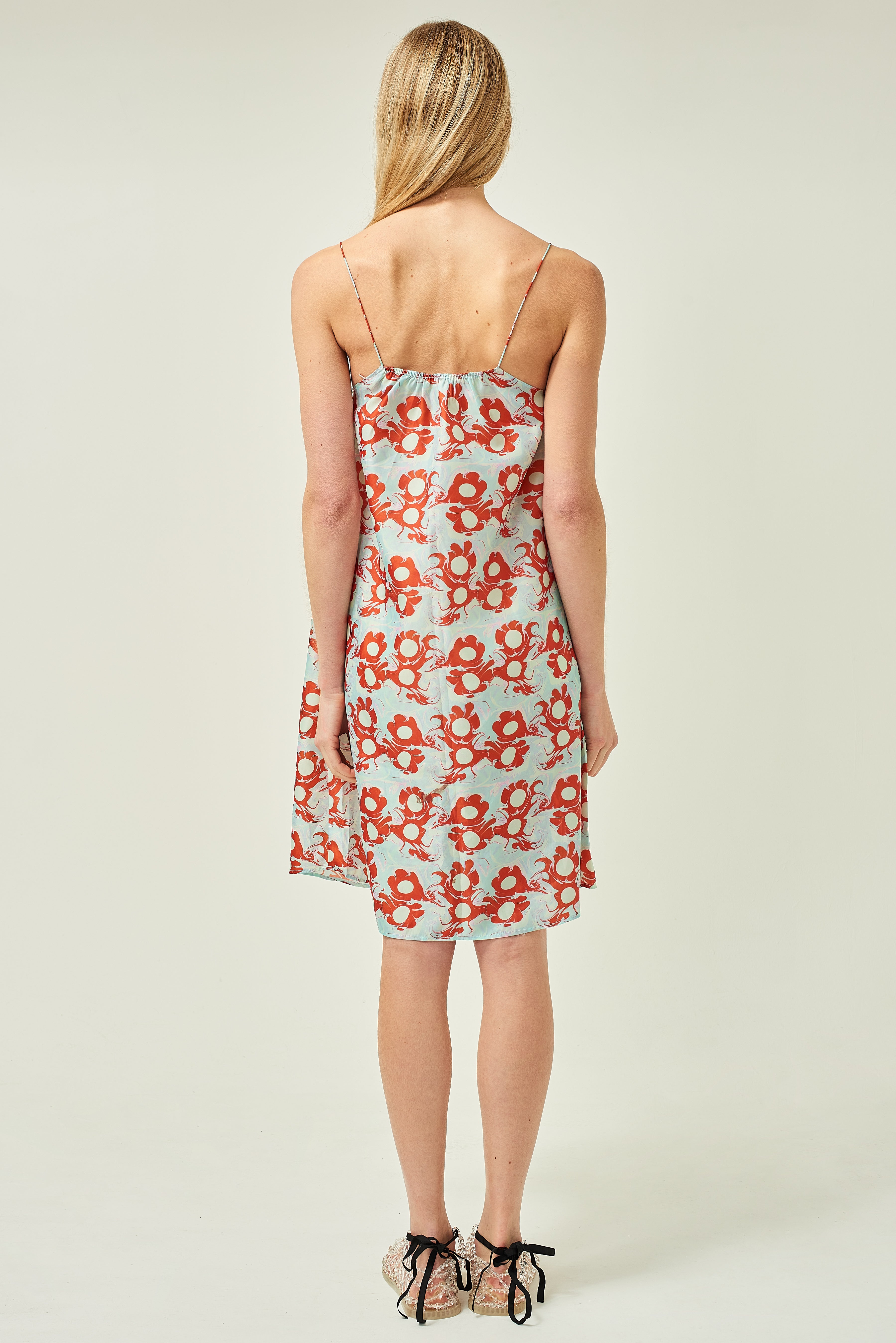 WOMEN SLEEVELESS SHORT PRINT SLIP DRESS