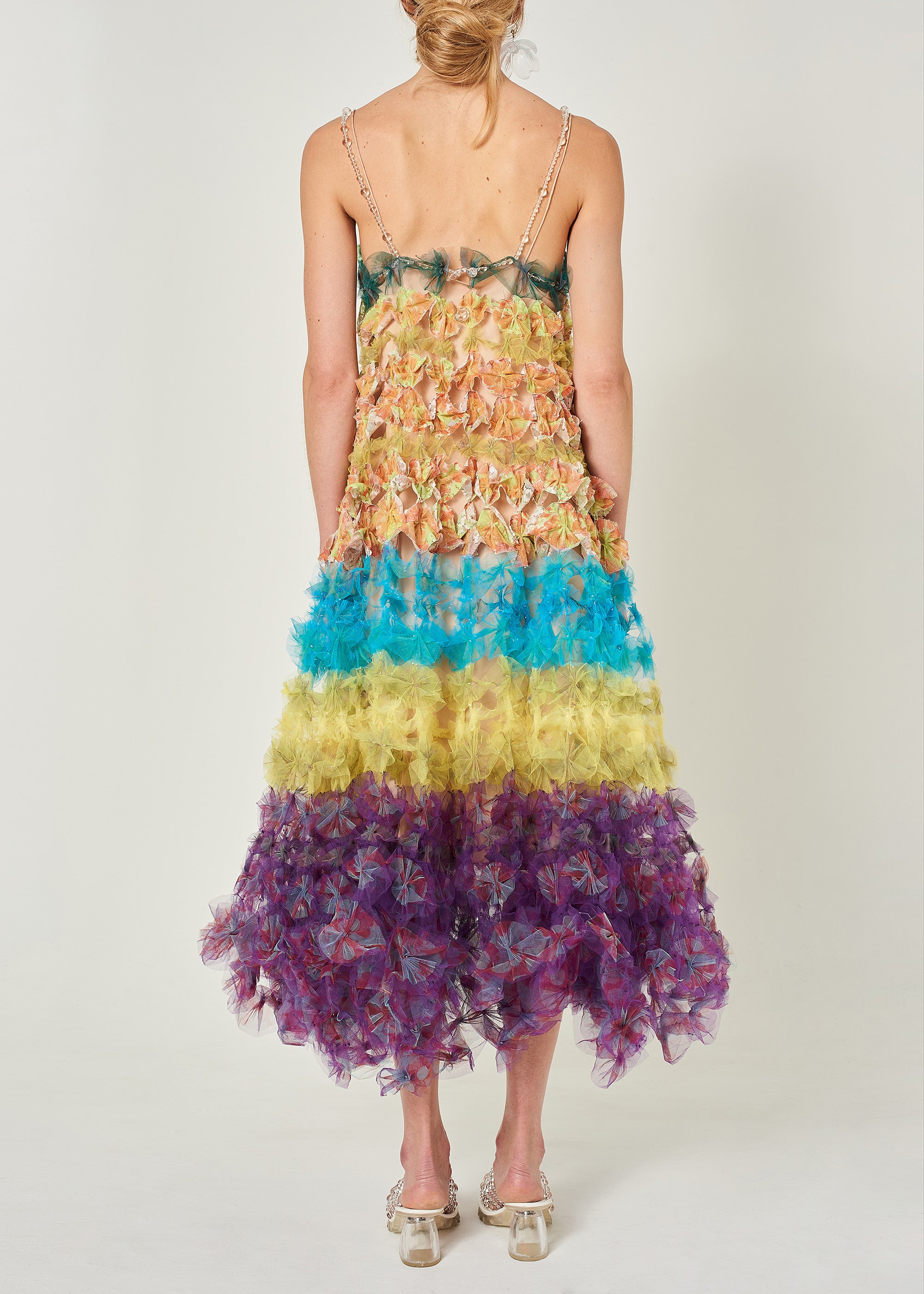 WOMEN MIDI COLOURFUL RAINBOW AIRFLOWER DRESS
