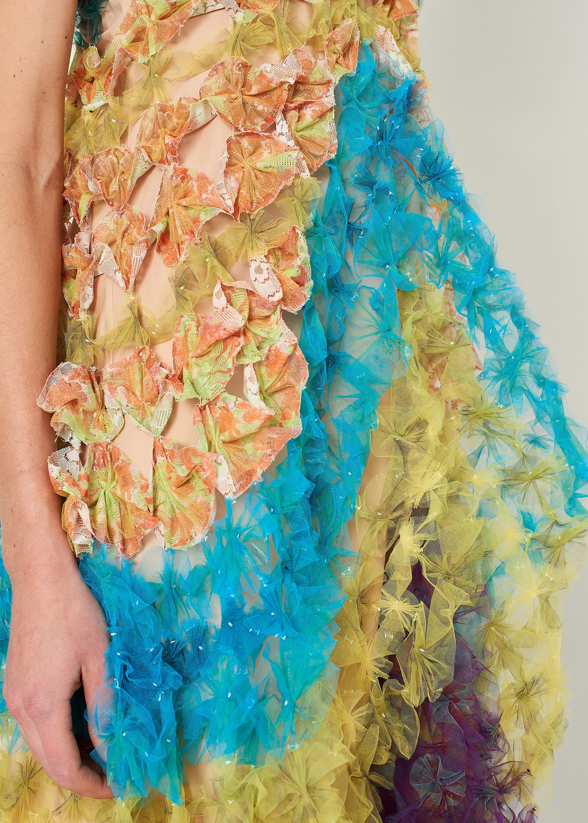 WOMEN MIDI COLOURFUL RAINBOW AIRFLOWER DRESS