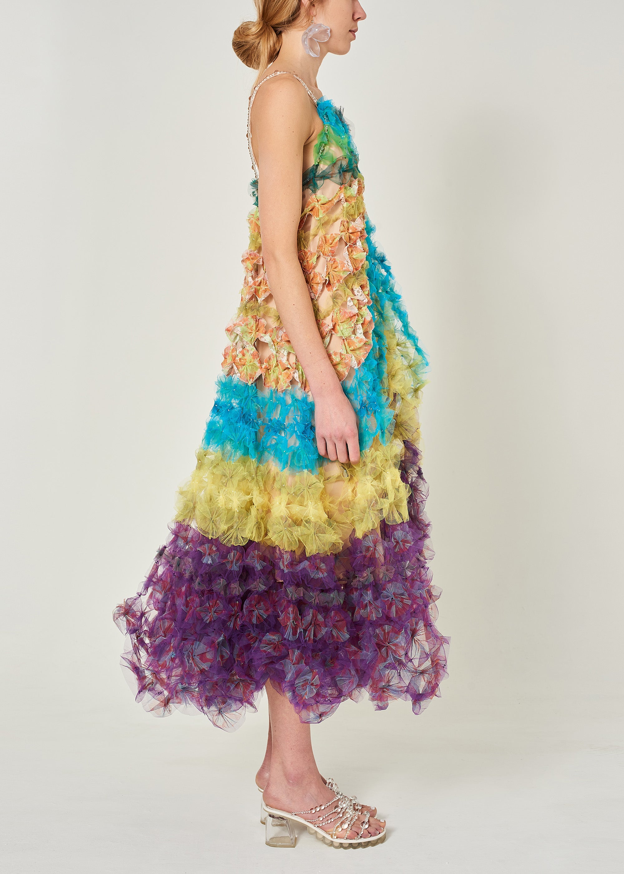 WOMEN MIDI COLOURFUL RAINBOW AIRFLOWER DRESS