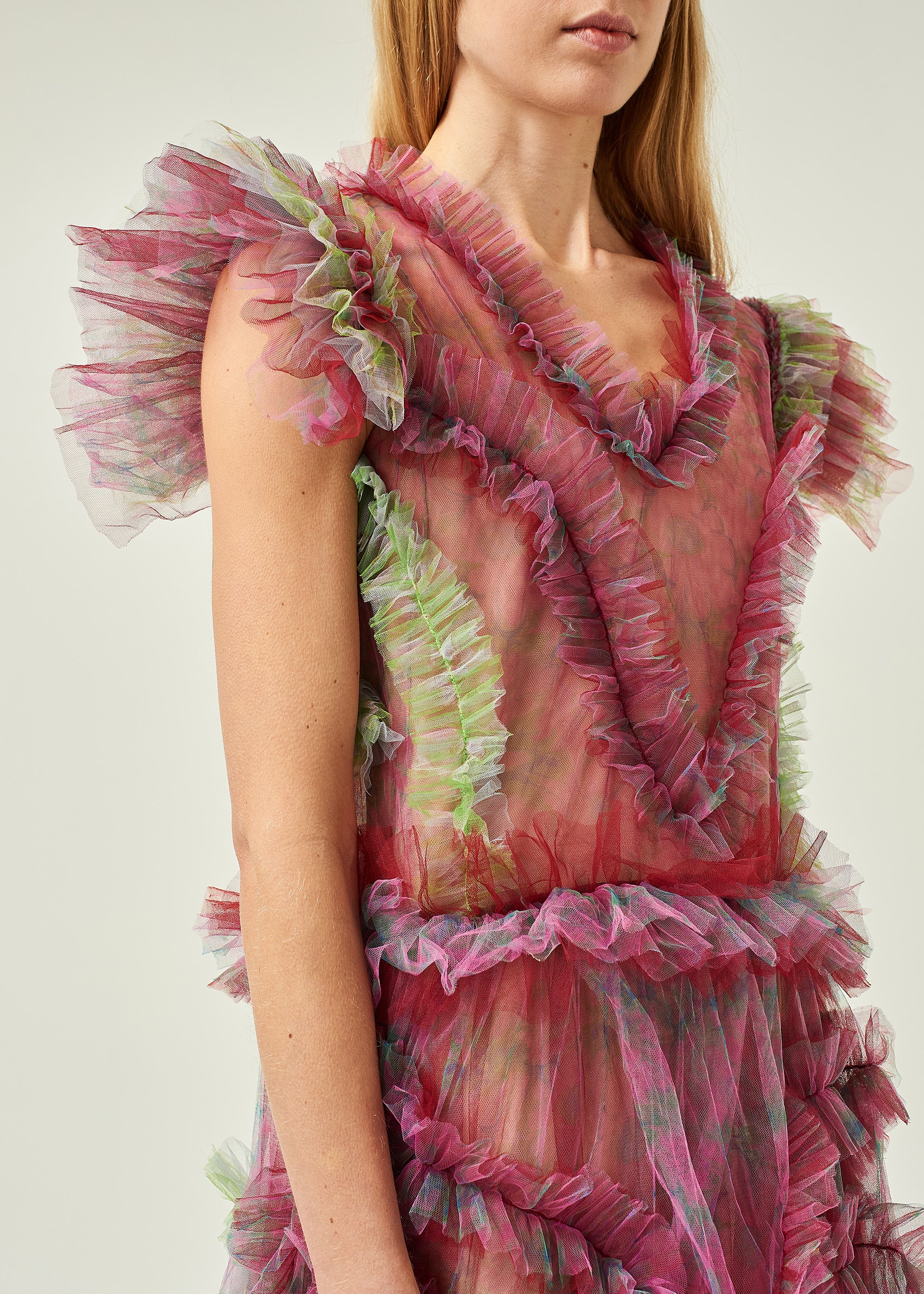 WOMEN STYLE  PINK MAXI RUFFLE DRESS