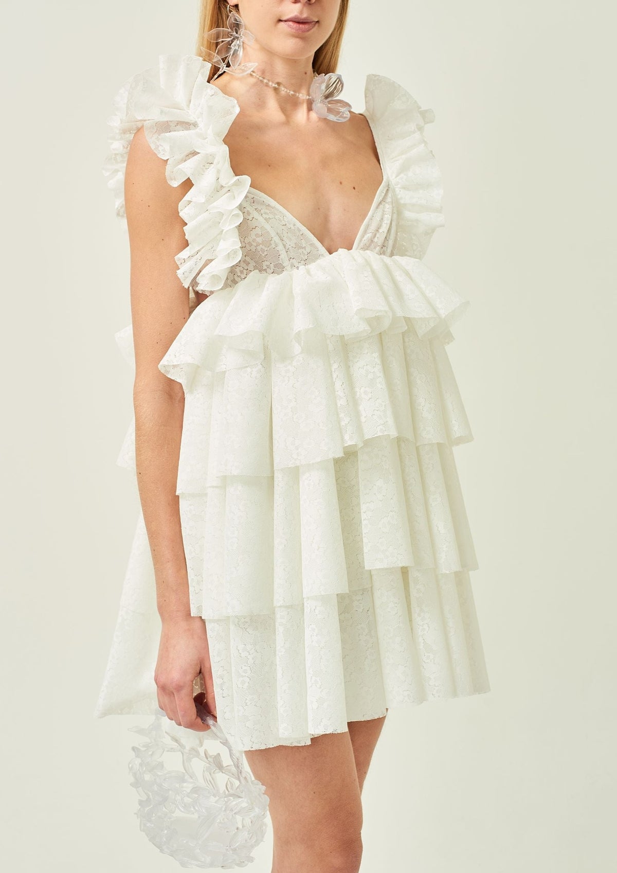 Lace Ruffles Design RUFFLE LACE DRESS