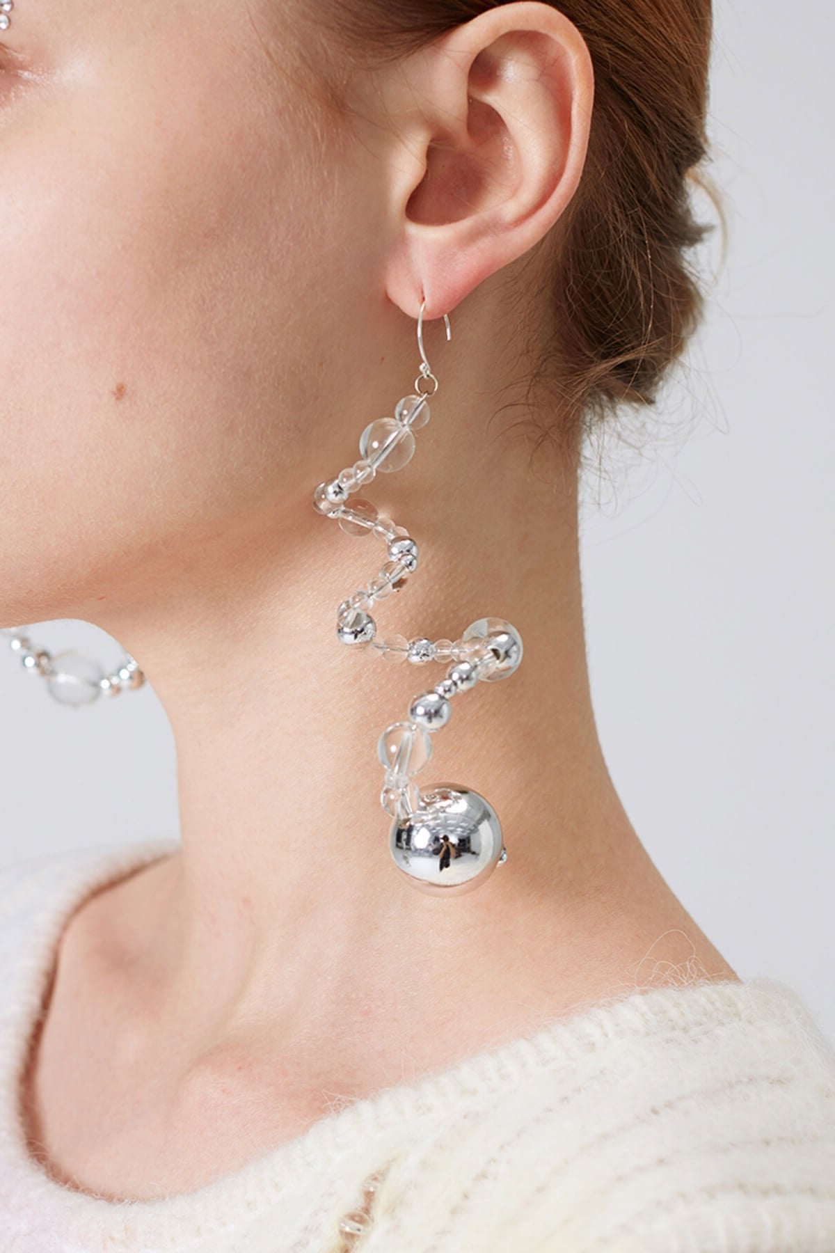 Bubble and Metallic Spiral Earring